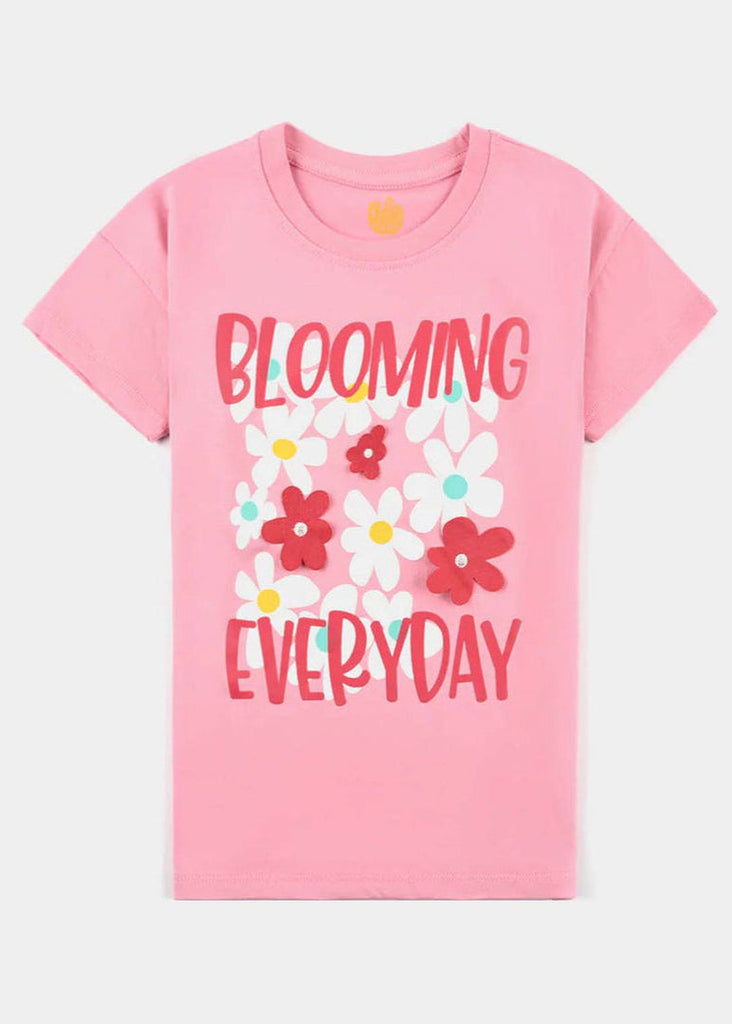 Girls Cotton Jersey T-Shirt H/S Blooming-C.Pink