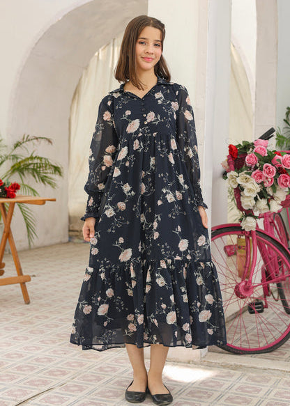 Navy Bloom - Chiffon