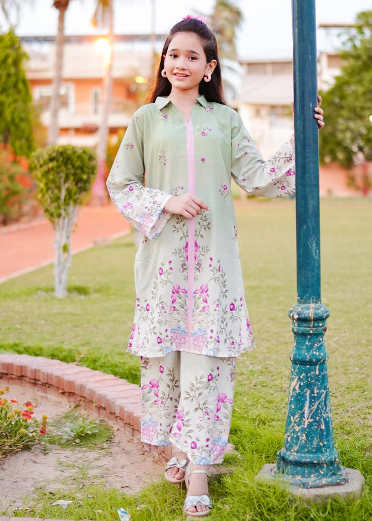 Green Blush Co-Ord Set (Premium Khaddar Mid - Season Fabric)