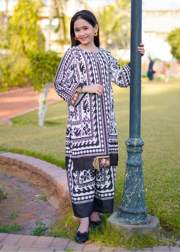 Monochrome Bliss Co-Ord Set (Premium Khaddar Mid - Season Fabric)