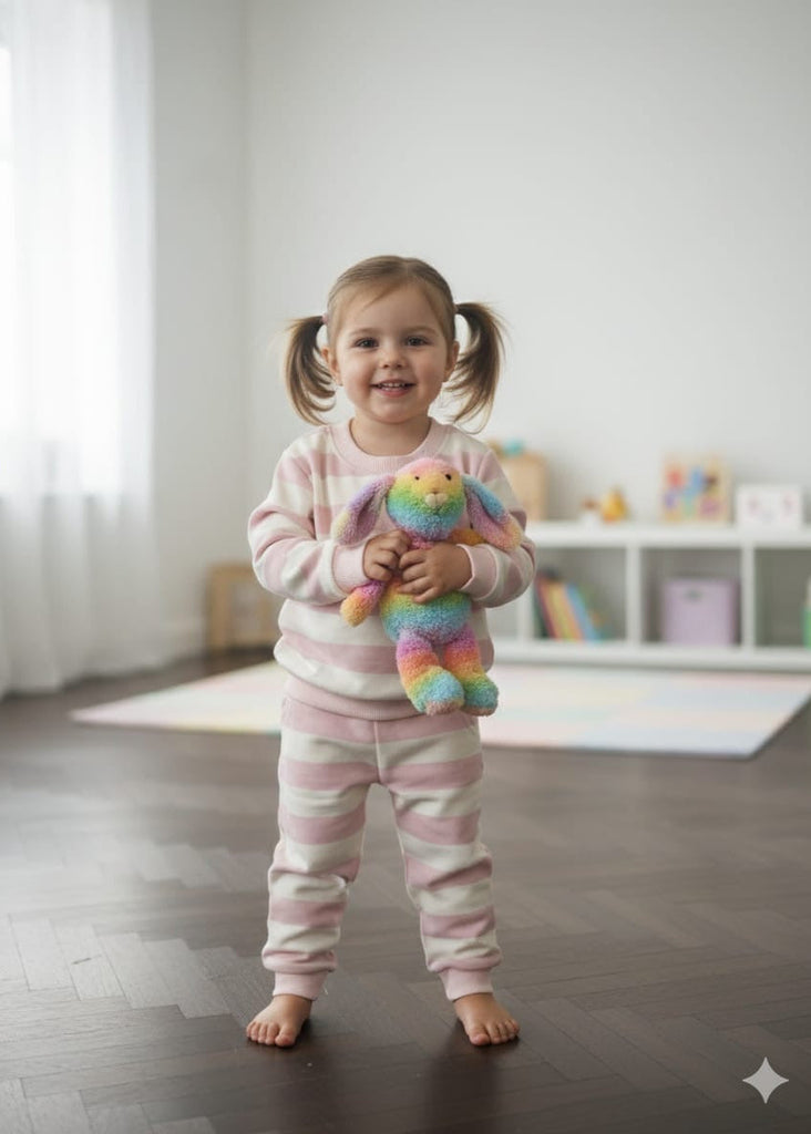 Fleece Light Pink With white line Track suit