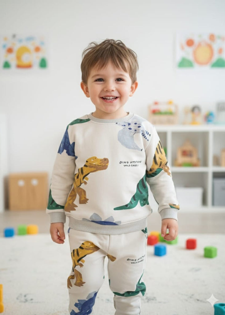 Fleece Graphical Dinosaur   Track suit