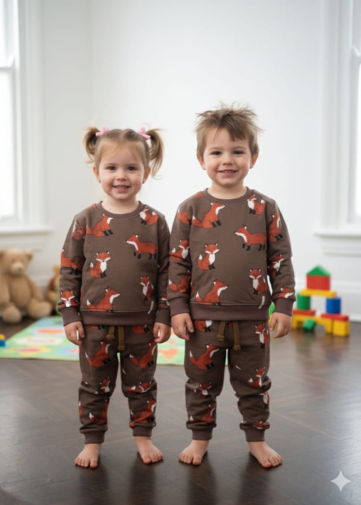 Fleece Dark Brown graphical   Track suit