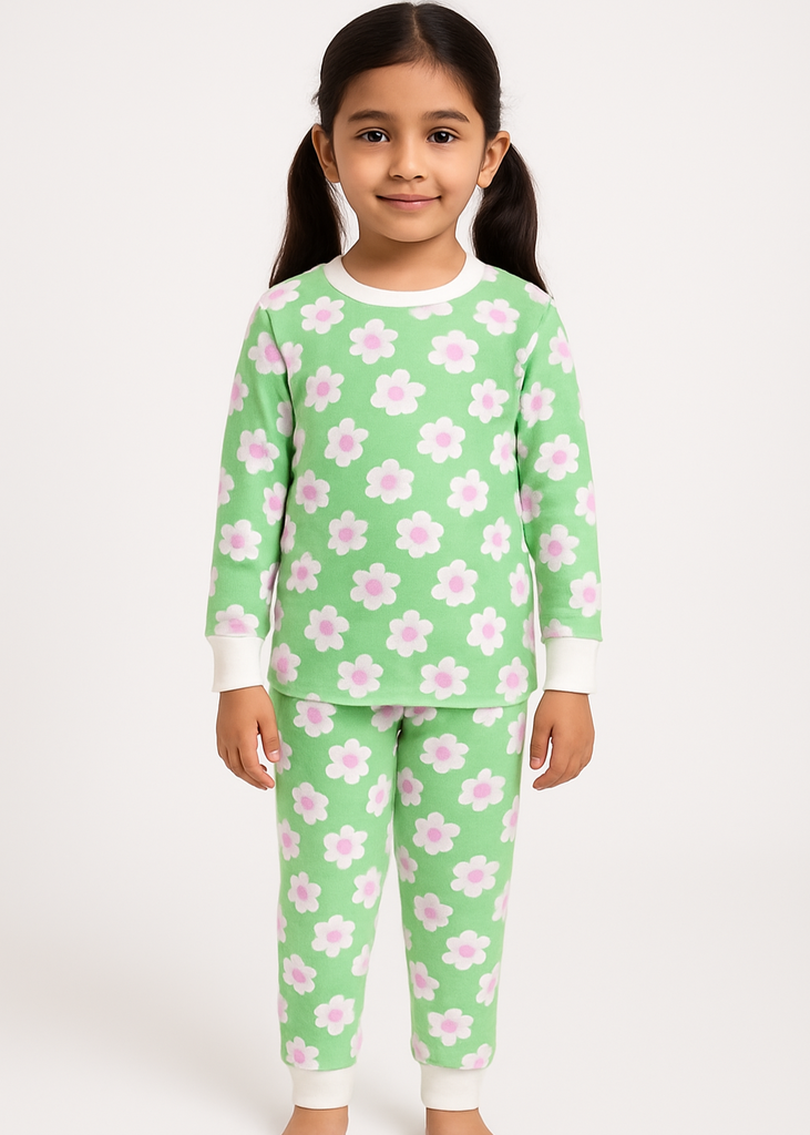 Green white Flower Fleece Tracksuit