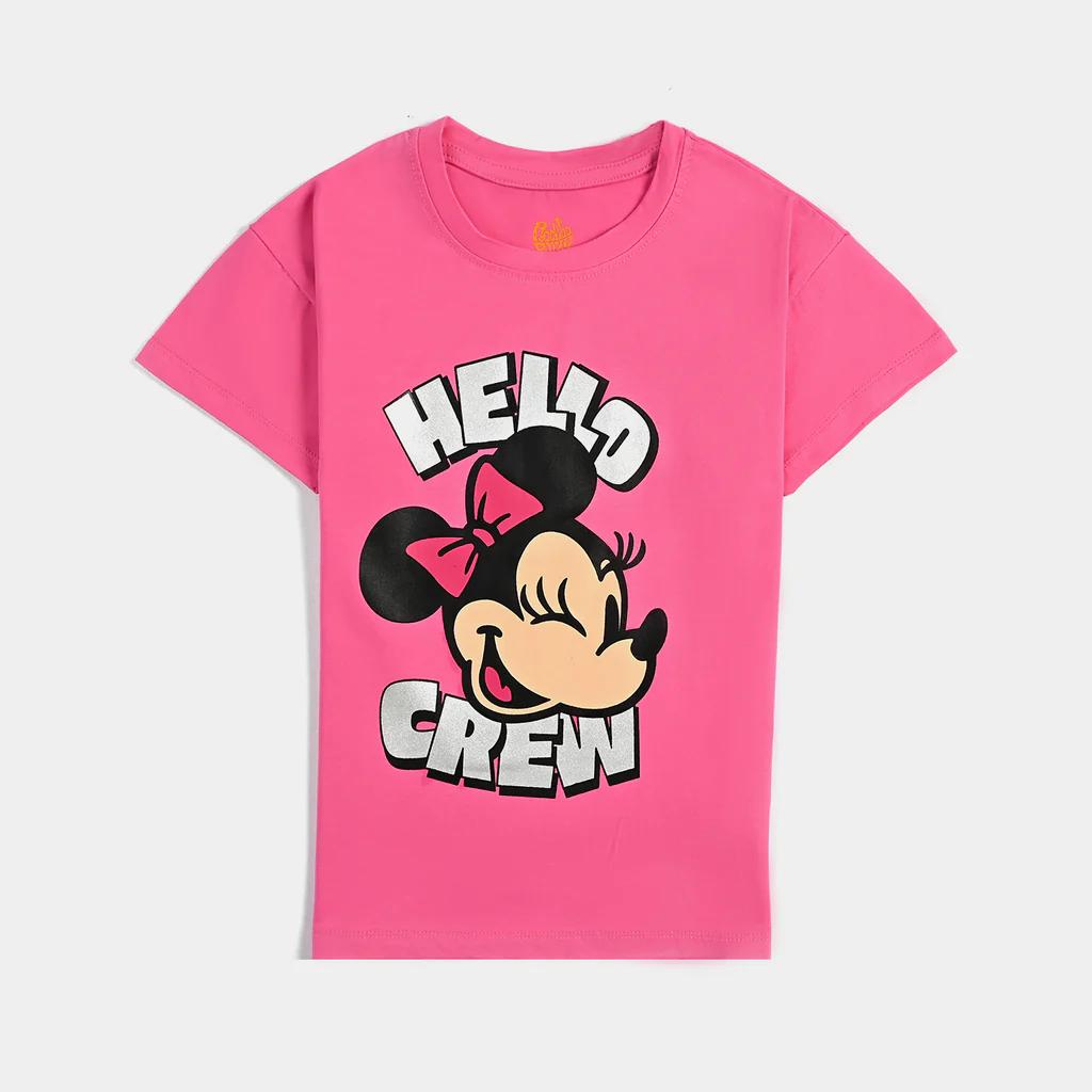 Girls Cotton Jersey T-Shirt HS Hello Crew-Hot.Pink