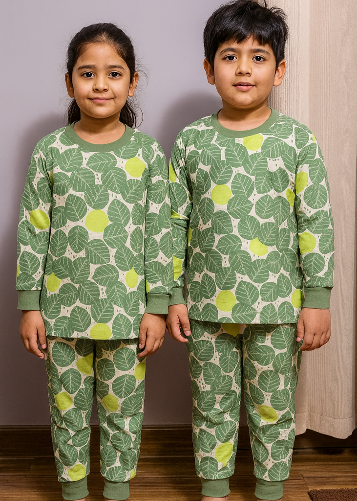 Green White  Leaf Fleece Tracksuit