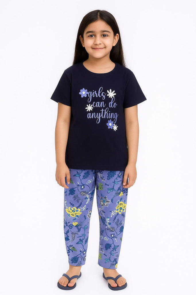 Girl can do any thing Black T-shirt  Night Suit