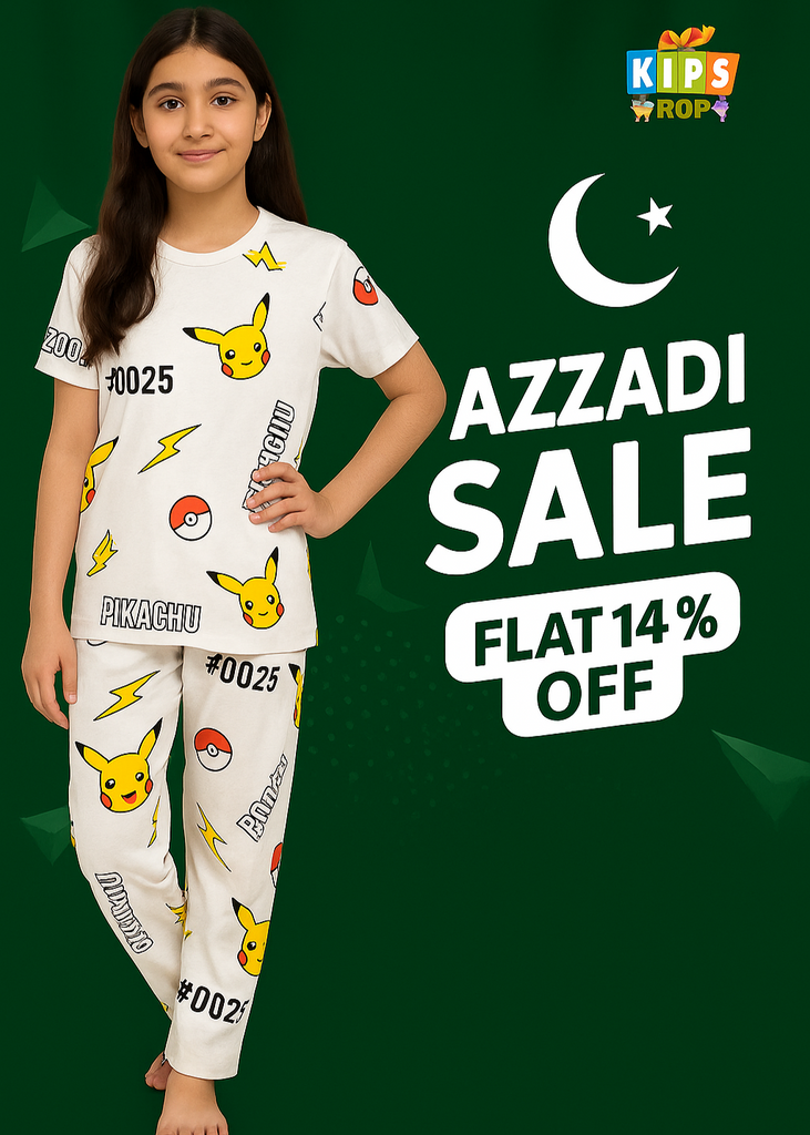 Girls Pokémon Pikachu Print Nightwear Set – Soft Cotton"