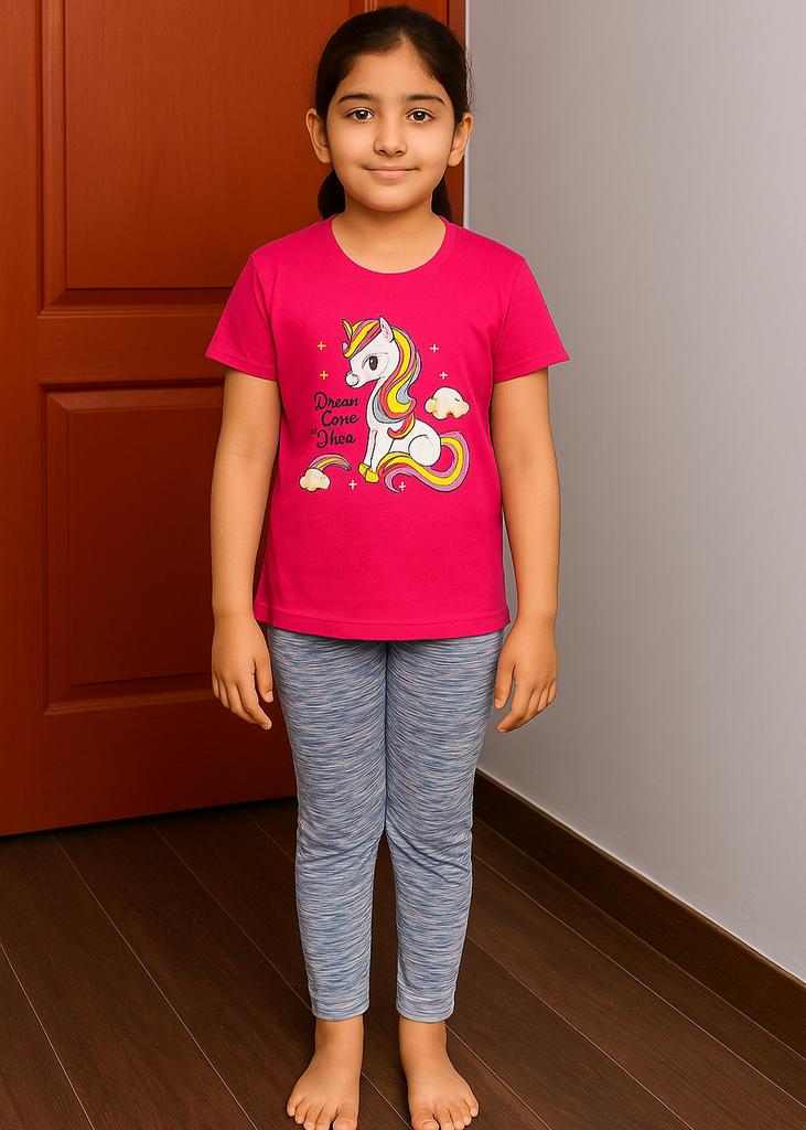 Pink unicorn Print Nightwear Set – Soft Cotton