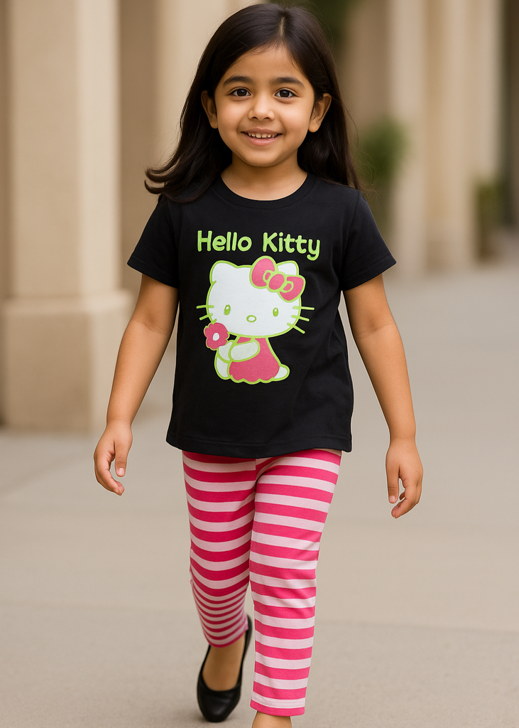 Black hello Kitty Print Nightwear Set – Soft Cotton