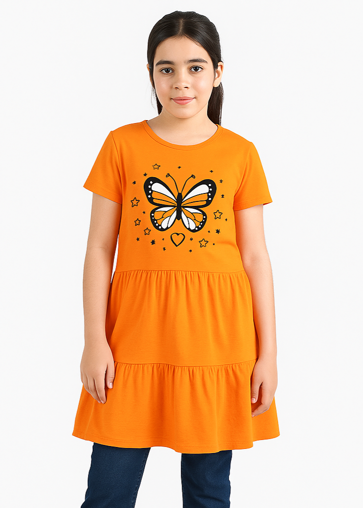 Orange Butterfly Frock Style Tee