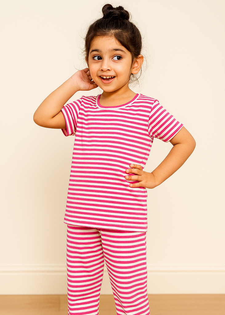 Red Stripes Night Wear for Girls