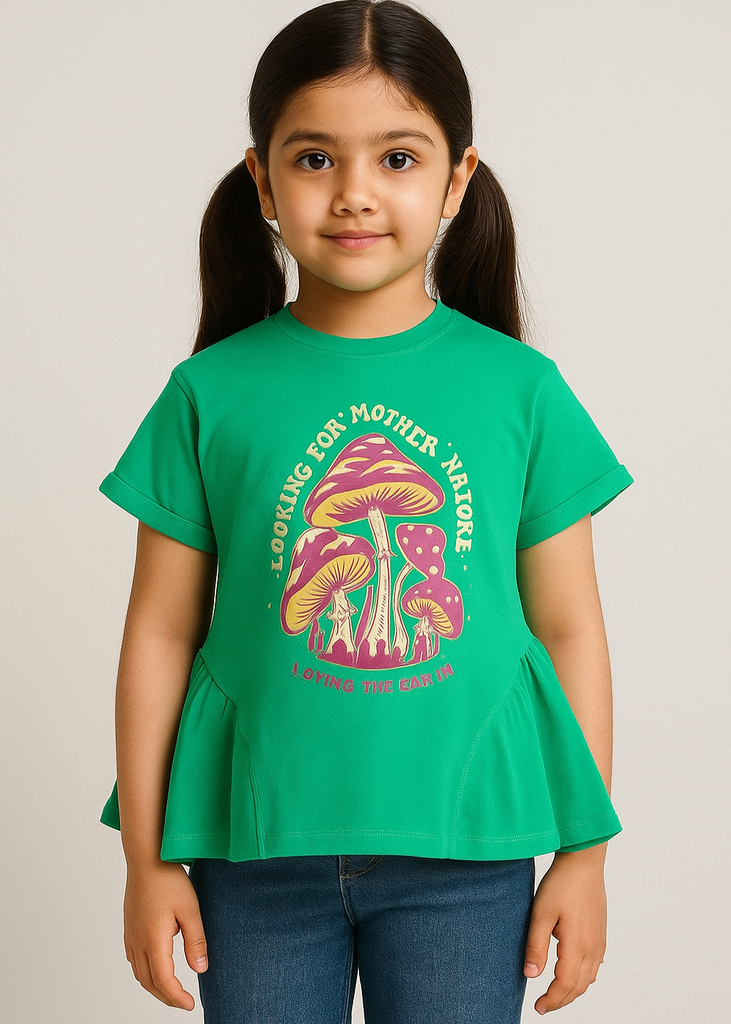 MEME Mother Nature Top for Girl - frocks Style (Imported Material)