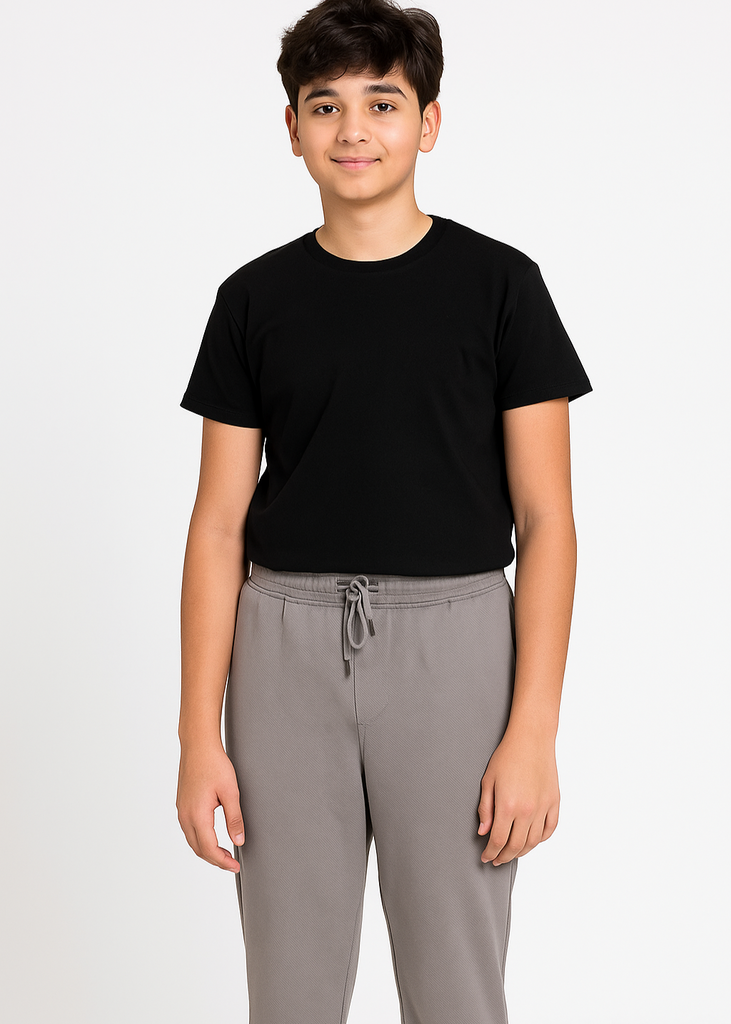 "Boys Light Grey Textured Jogger Pants with Back Pocket ( Imported Material)