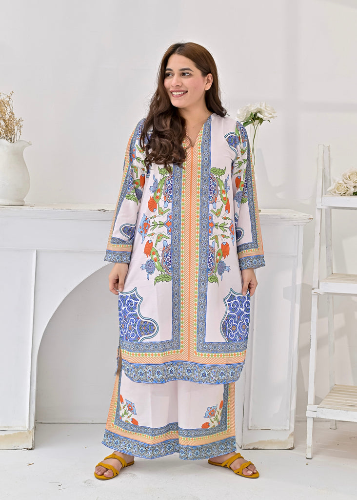 – Elegant Pastel Print Edition Swiss Fabric 2-Piece Suit
