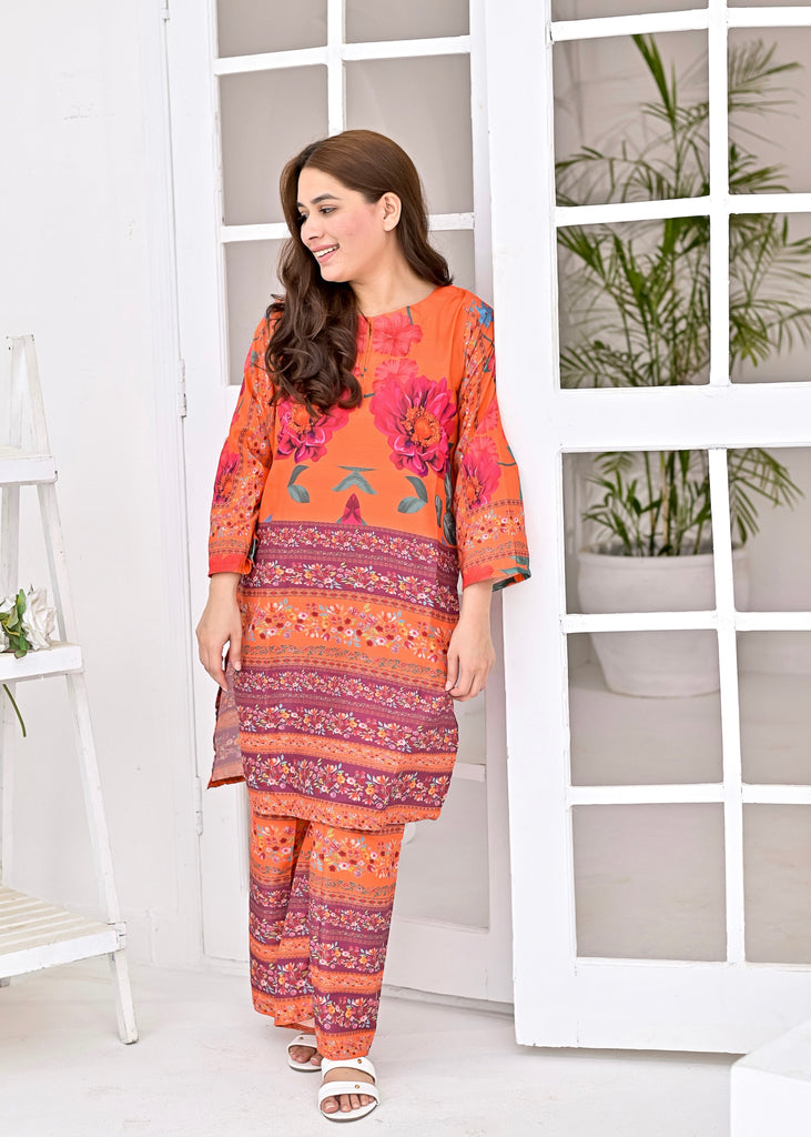 Swiss Fabric 2-Piece Suit – Sunset Bloom Edition