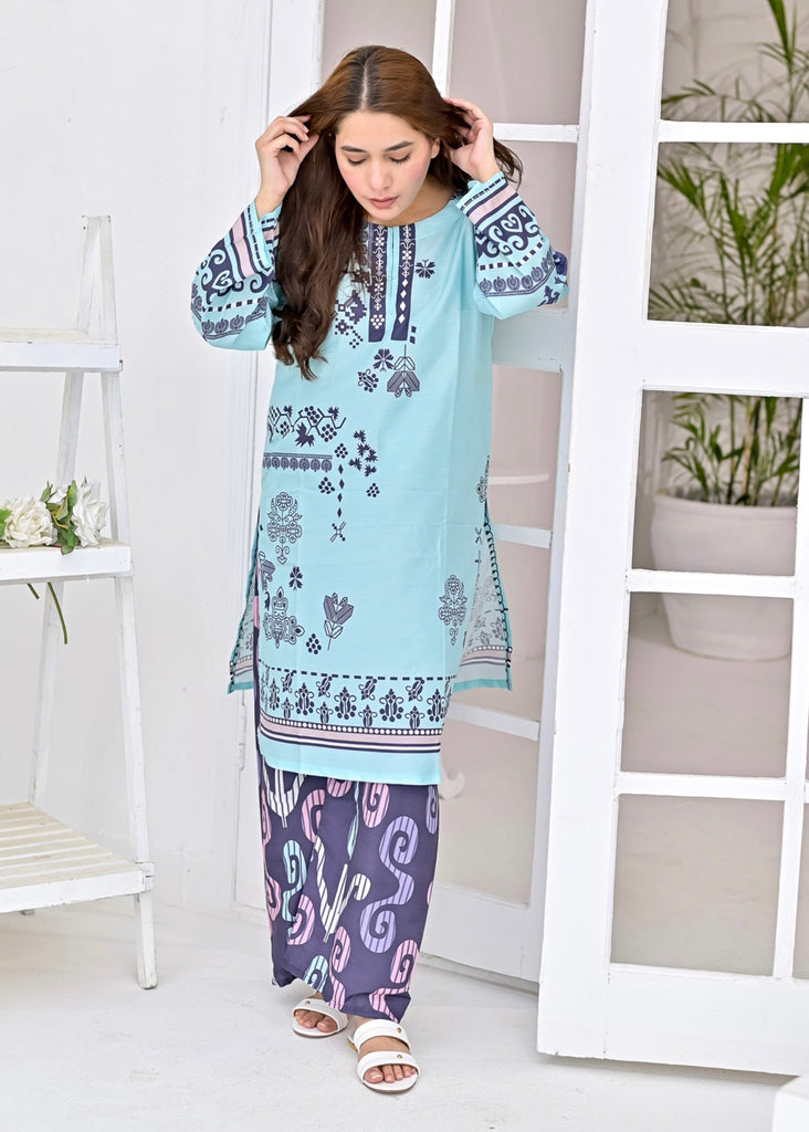 Swiss Fabric 2-Piece Suit – Cool Mint & Indigo Fusion