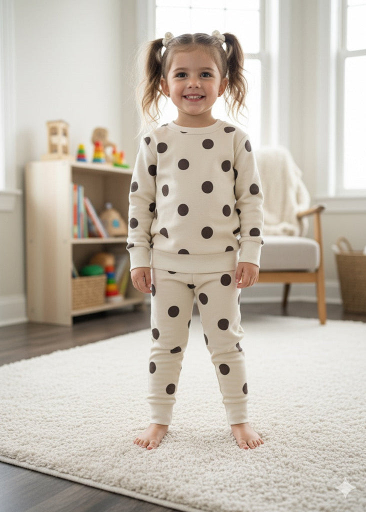 Fleece White and Black Polka Dot