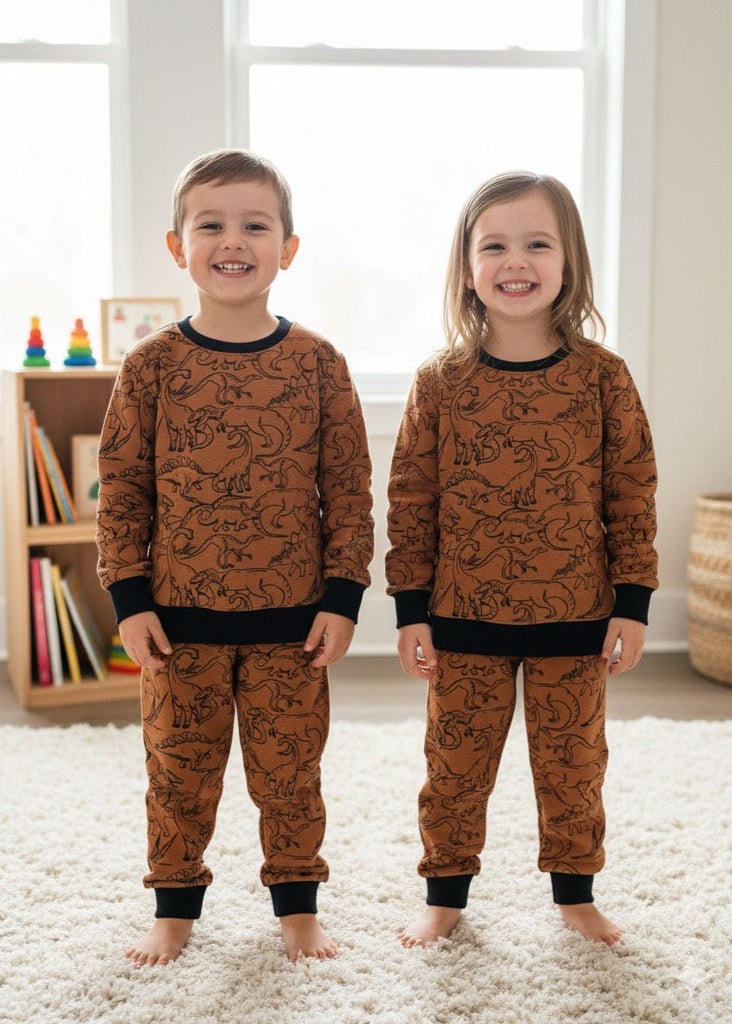 Fleece Kids' Matching Dinosaur Print Track suit