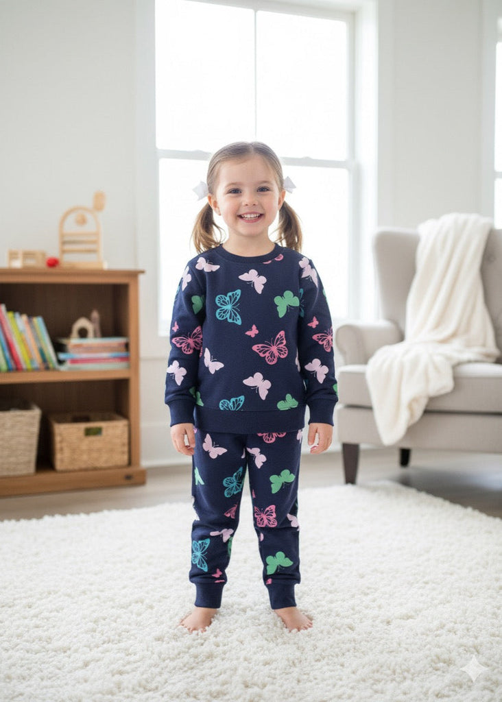 Toddler Girl's Butterfly Print Track suit
