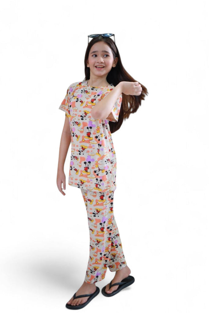 Girl Micky Mouse print Night Suit