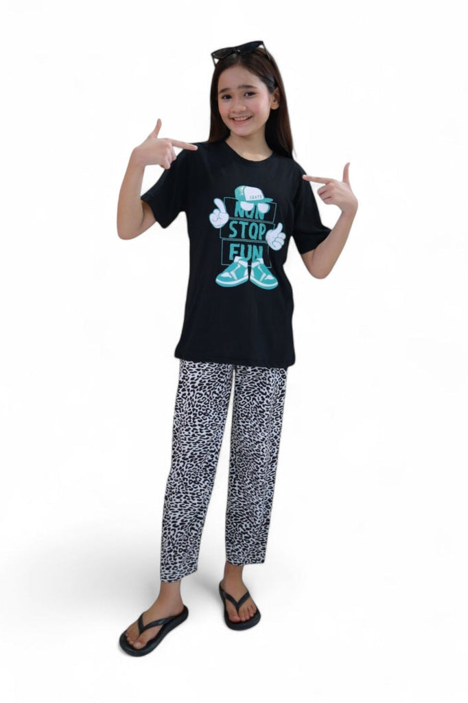 Girl Non stop Fun Night Suit(Blue design)