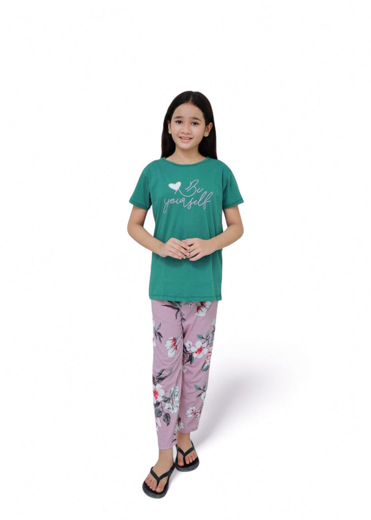 Green Tee With Pink Trouser Night Suit