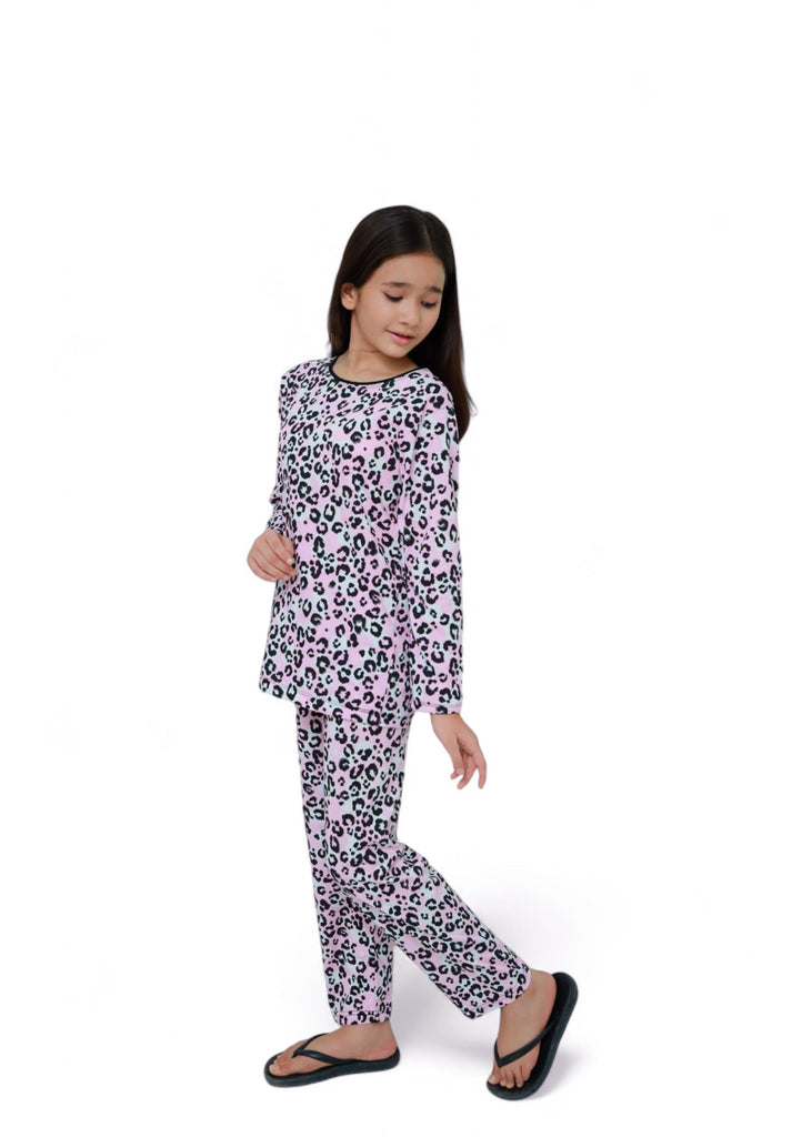 Girls black Dot with pink texture Night Suit-