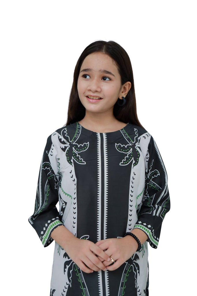 Black White With Green outlibe Co-Ord Set