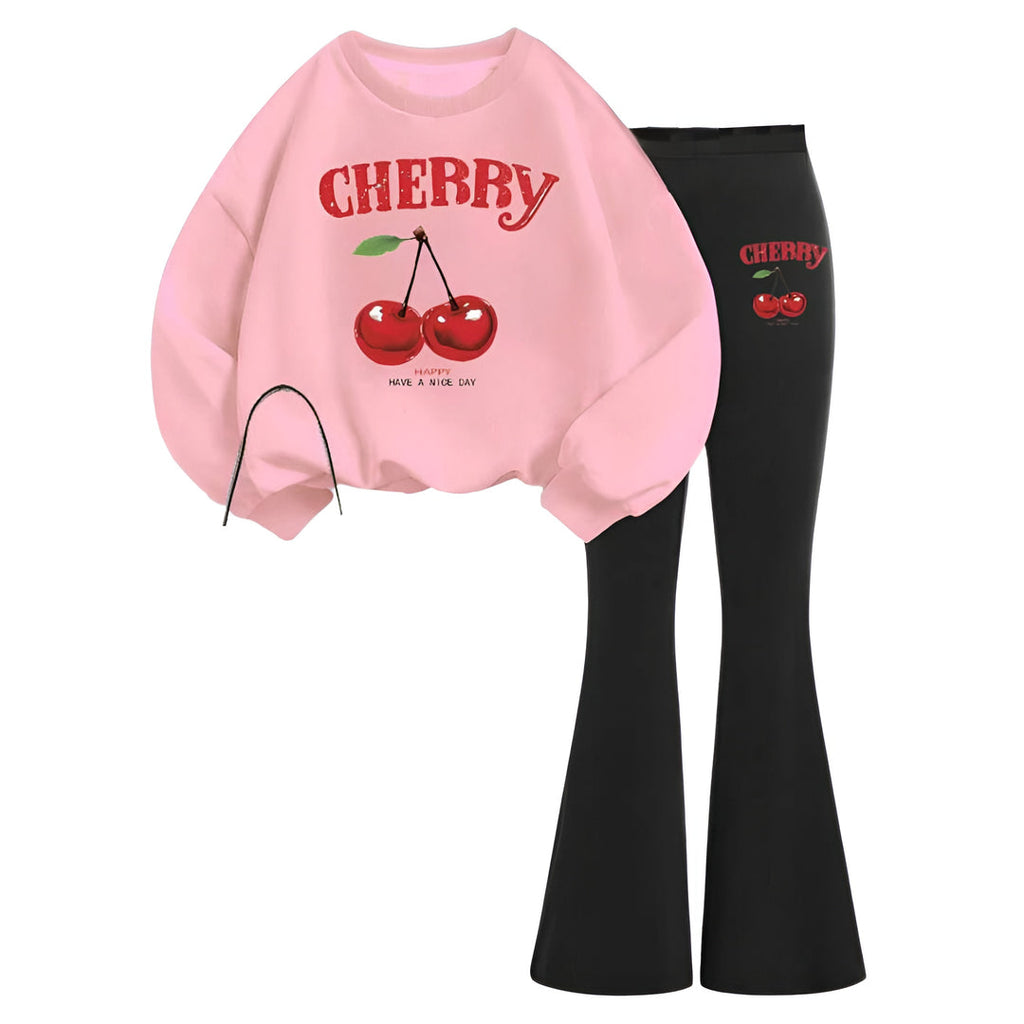 CHERRY WIDE LEG FLEECE TRACKSUIT