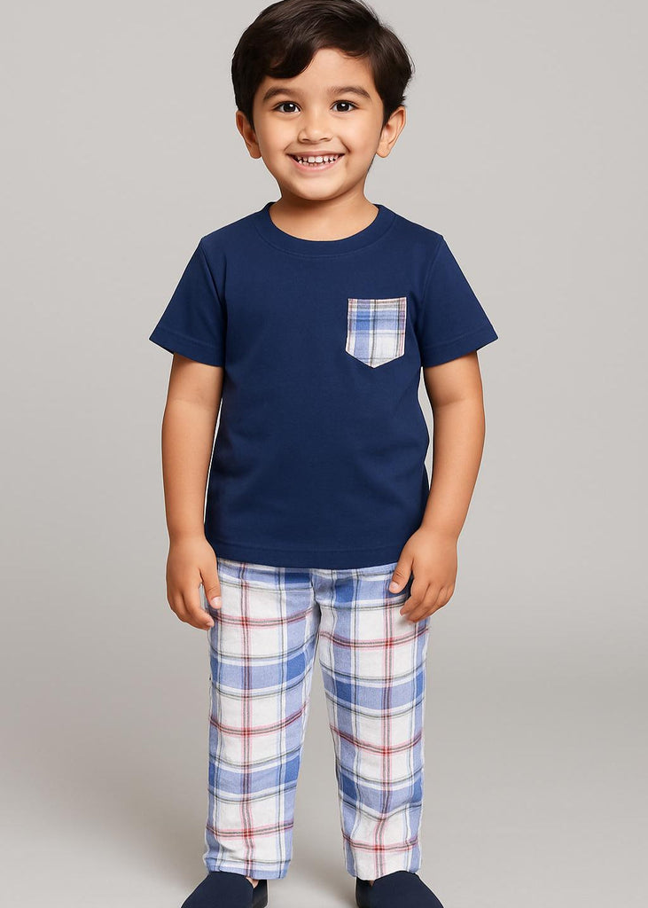 Boy Navy Blue with Pocket  Night Suit