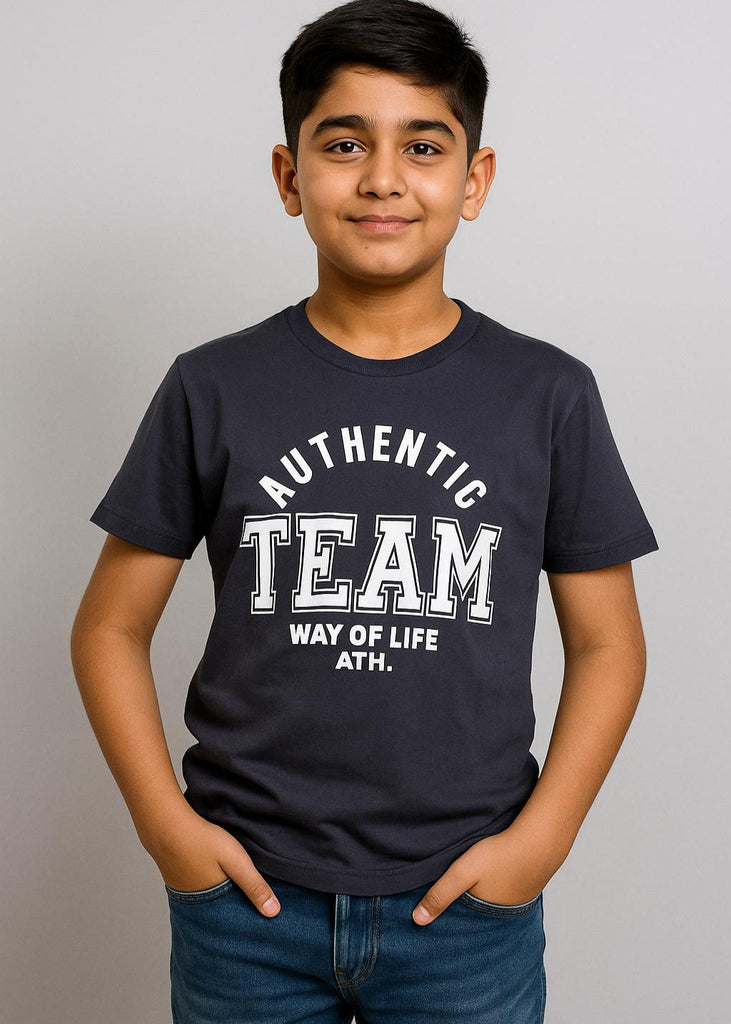 "Unisex Authentic TEAM Graphic T-Shirt – Navy Blue" (Imported Material)