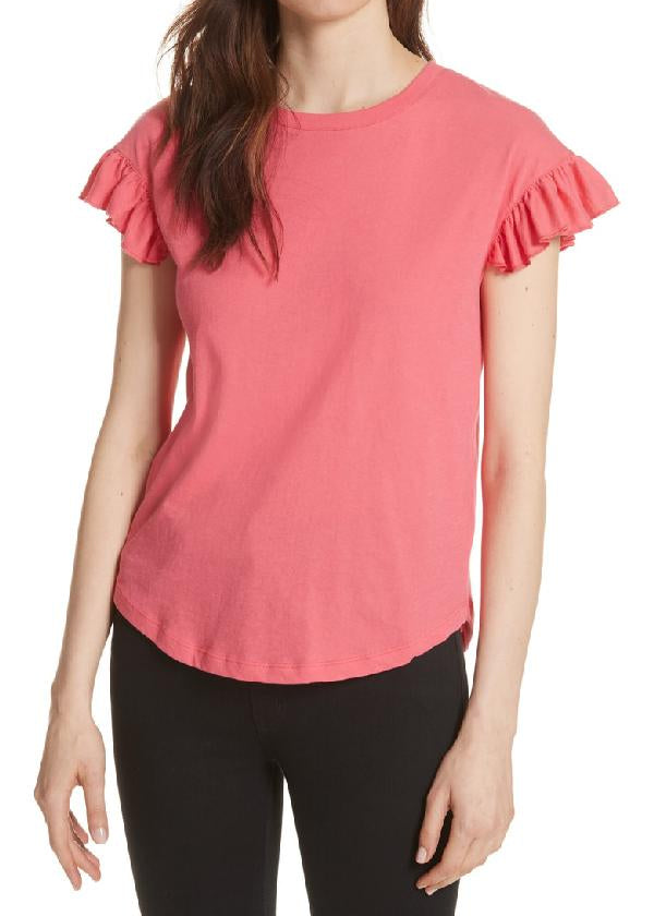 Teen age  Ruffle Sleeve Cotton T-Shirt - Pink" (Imported Material)