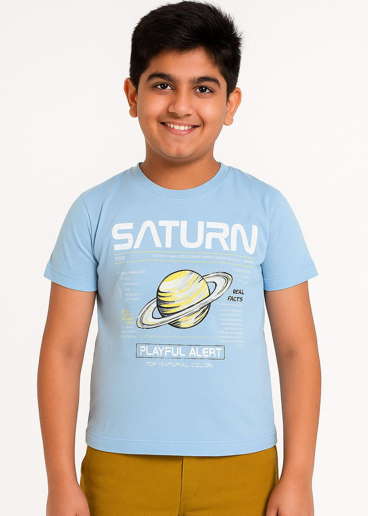 Saturn Space Explorer Graphic Tee for Boys - (Imported Material)