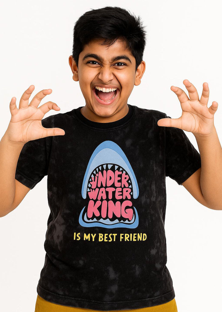 "Black Shark Bite Print Adventure T-Shirt (Imported Material)