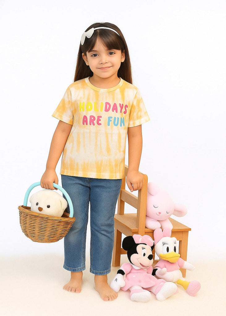 Summer Vibes Graphic Tee for Girls (Imported Material)