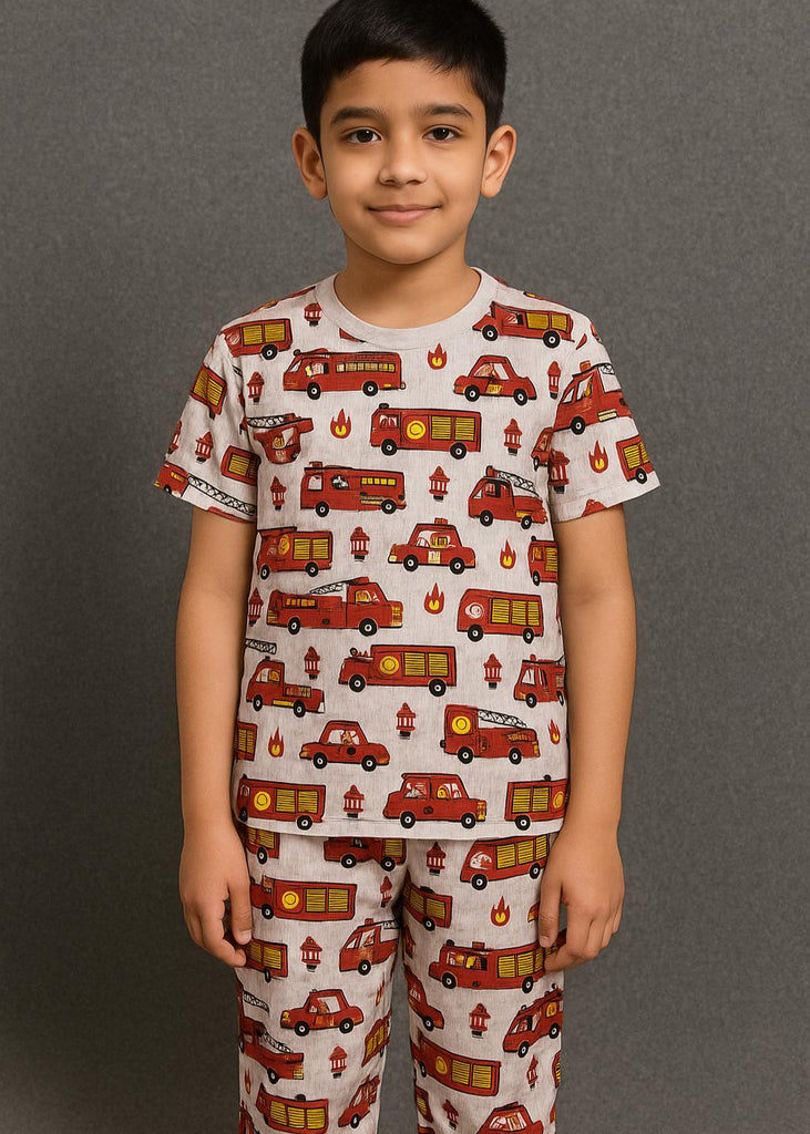 Little Firefighter – Fun Fire Truck Print Nightwear for Boys