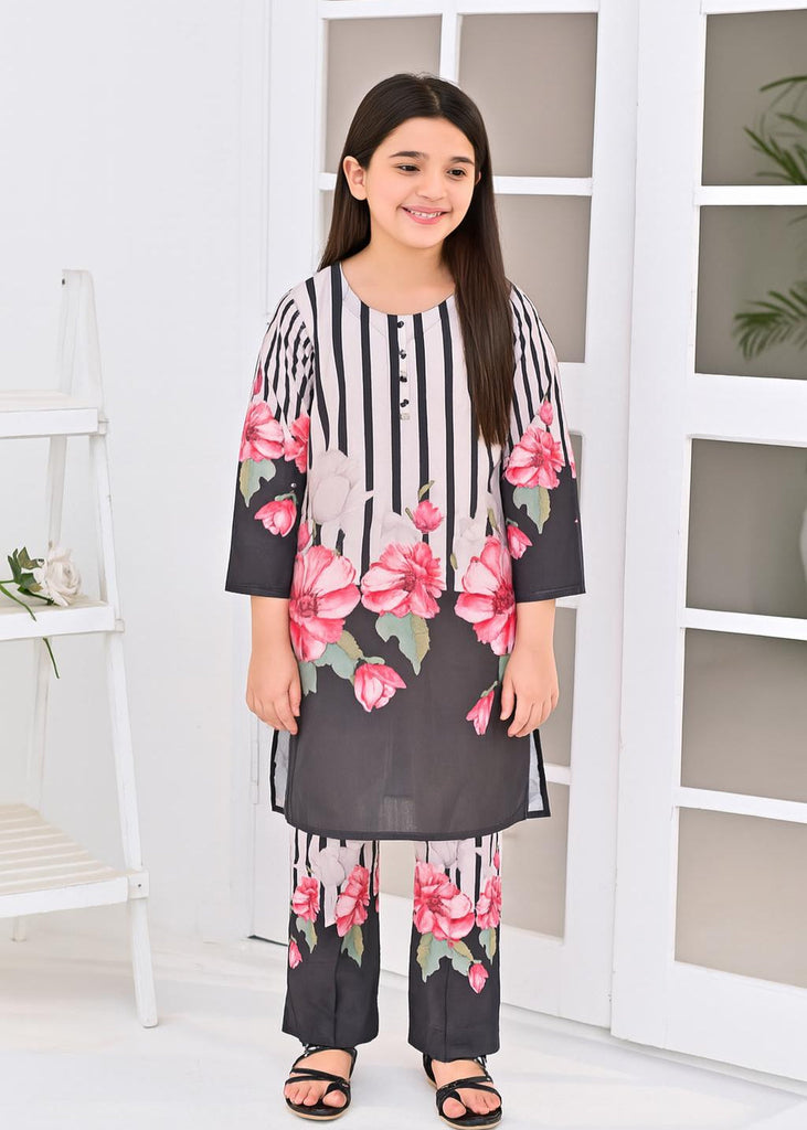 2-Piece Suit – Noir Blossom Stripes  Co-Ord Set