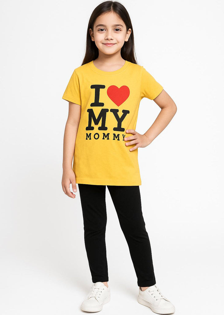 I Love My Mommy Casual Suit – Yellow & Black Outfit for Kids"
