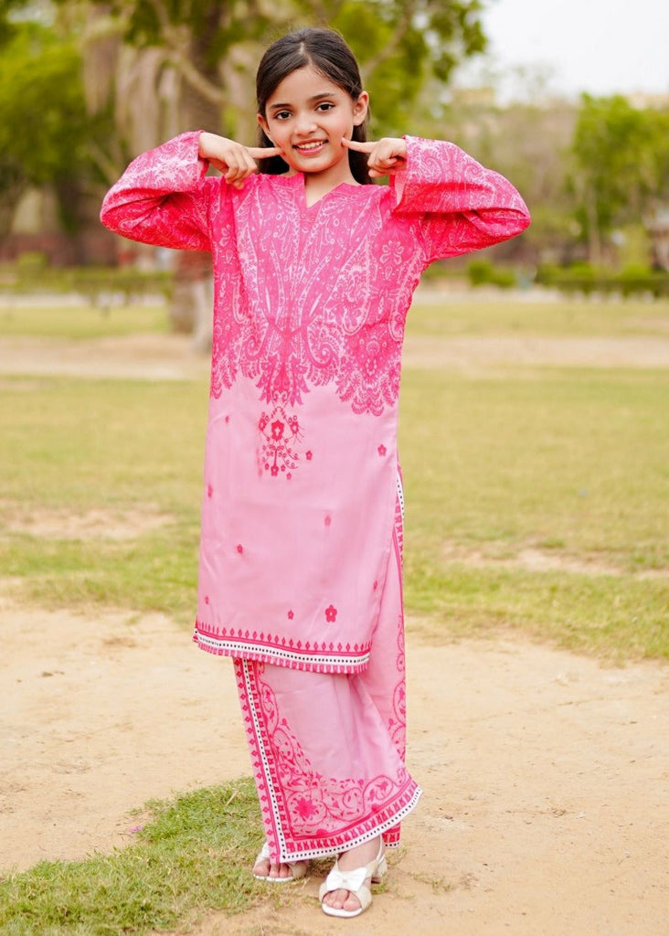 Pink Printed (Premium Khaddar Mid - Season Fabric)