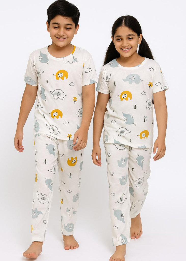 Elephant Print Unisex Kids Night Suit
