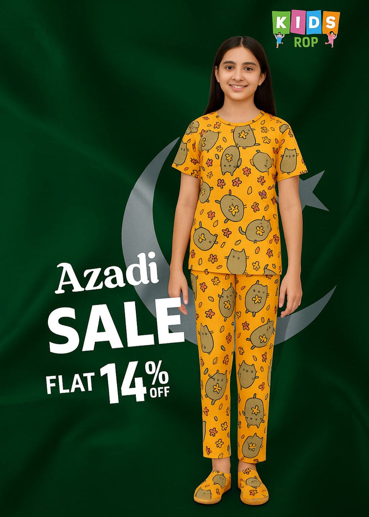 Cute cat print nightwear for girls