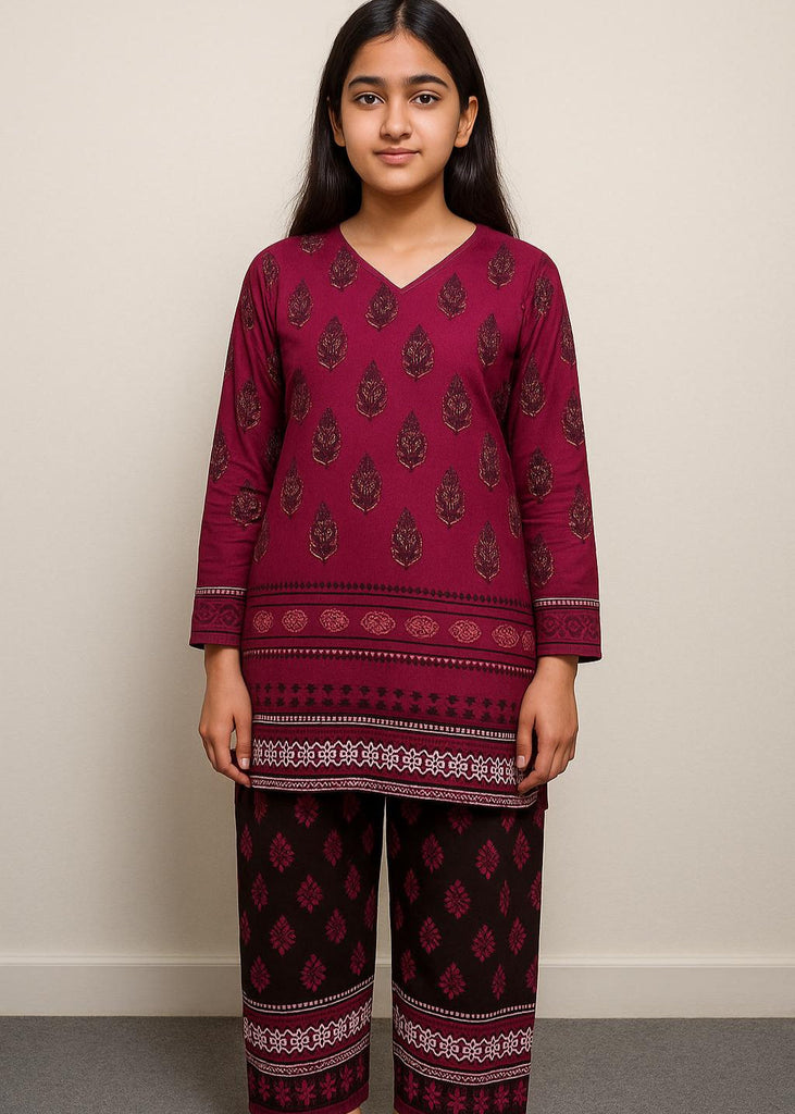Deep Maroon & Brown Printed Co-Ord Set