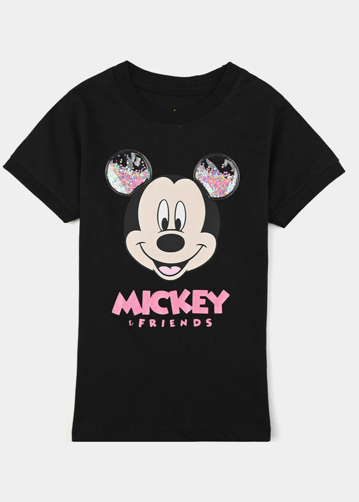 Girls Cotton Jersey T-Shirt H/-BLACK