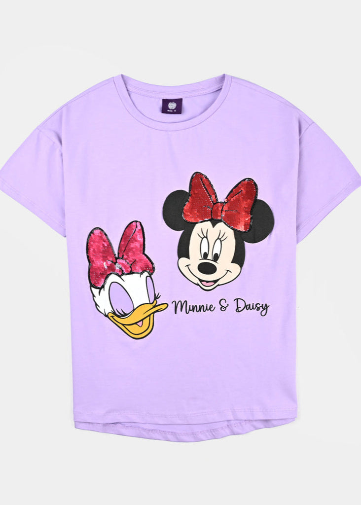 Girls Lycra Jersey T Shirt Character -Lilac