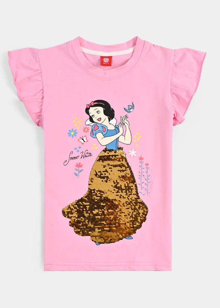 Girls Lycra Jersey T-Shirt Character-Pink