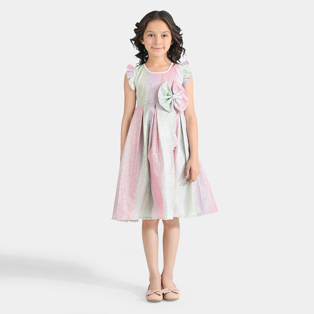 Girls Moonlight Fancy Frock Rainbow Pleated - Multi