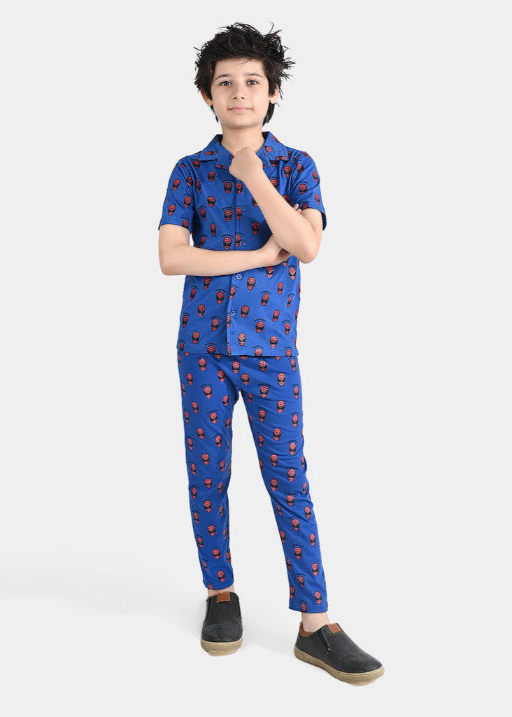 Boys Poly Cotton Jersey Knitted Nightwear-C.Blue