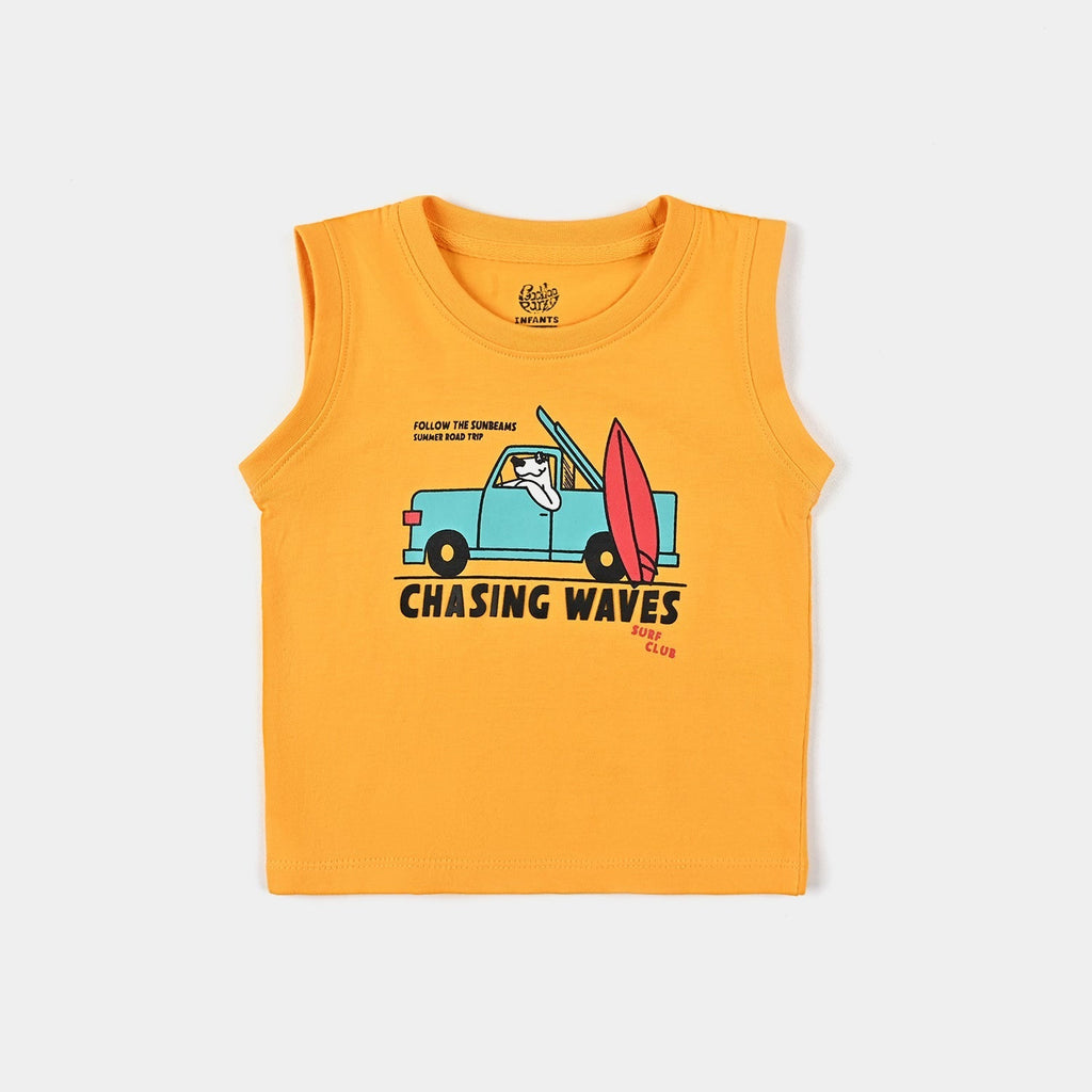 Infant Boys Cotton Jersey Sando Chasing Waves-Citrus