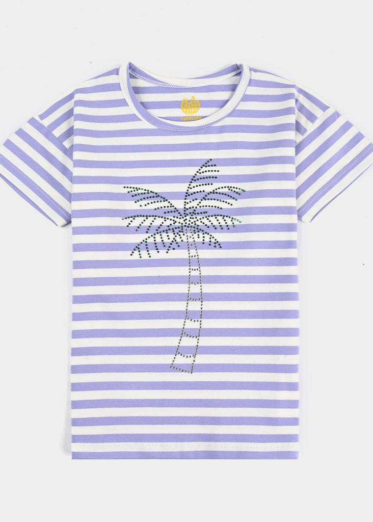 Girls Yarn Dyed T-Shirt H/S PALM VIBES